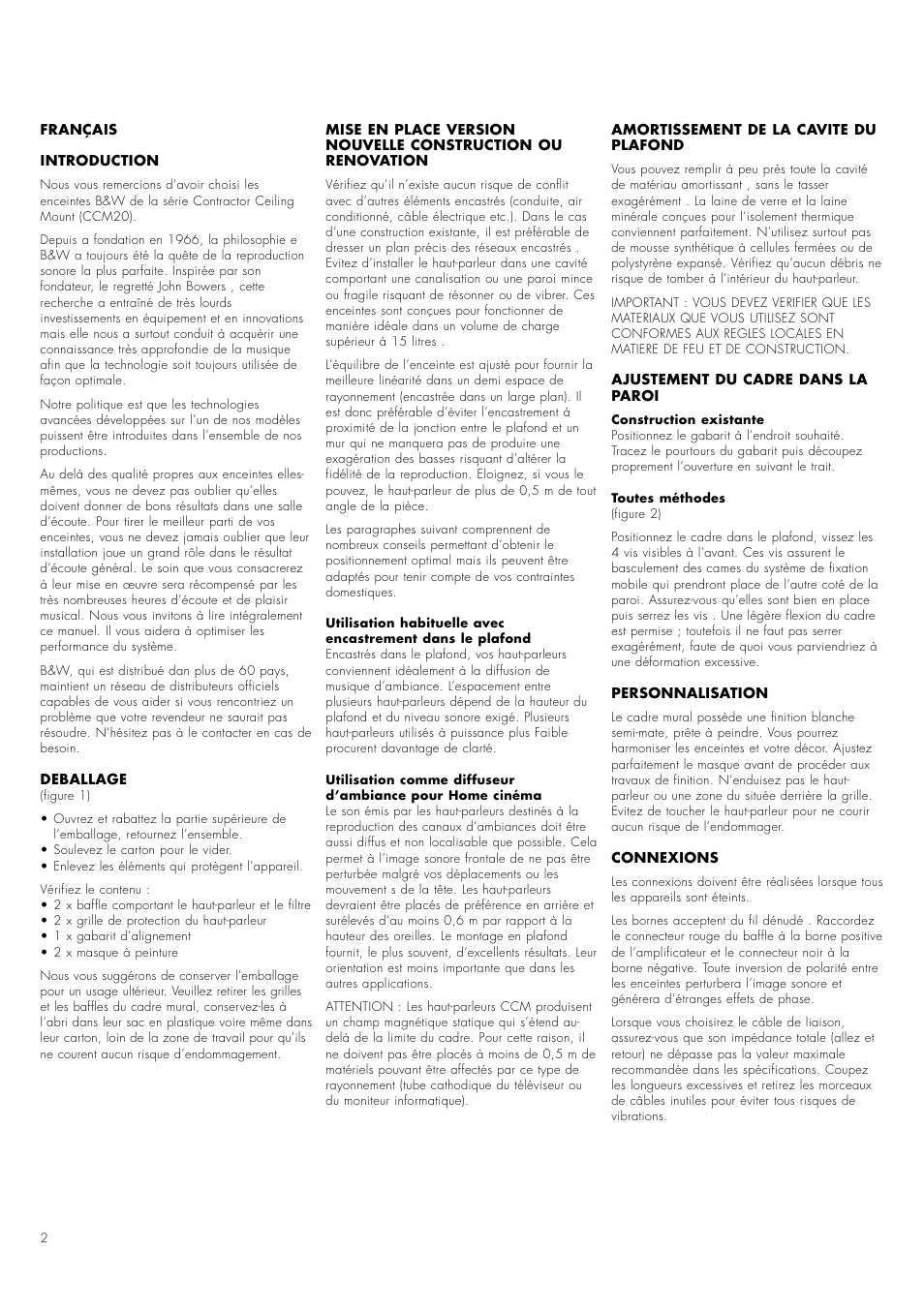 Bowers & Wilkins CCM20 User Manual | Page 4 / 14