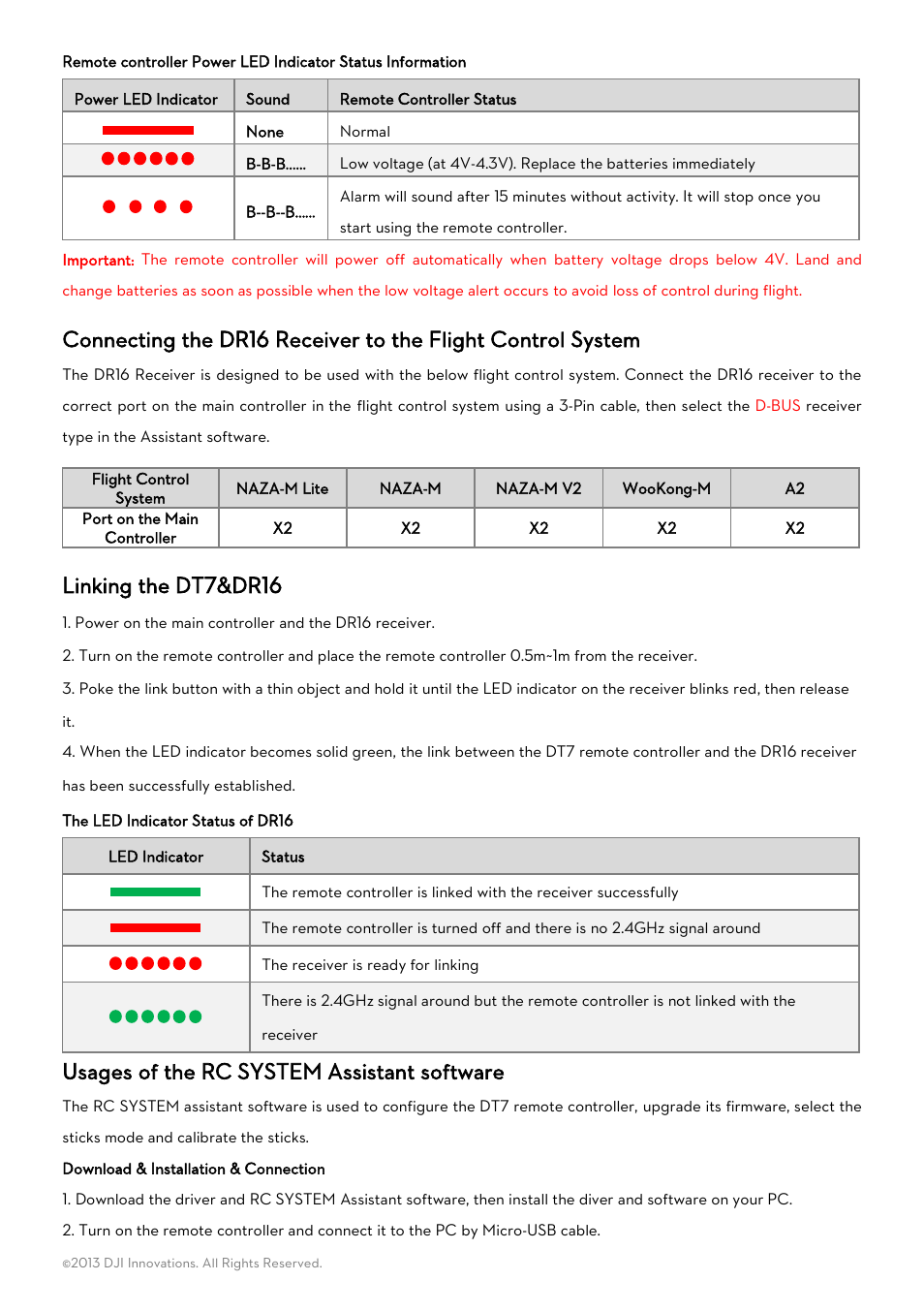 Linking the dt7&dr16, Usages of the rc system assistant software | DJI DR16 User Manual | Page 3 / 4