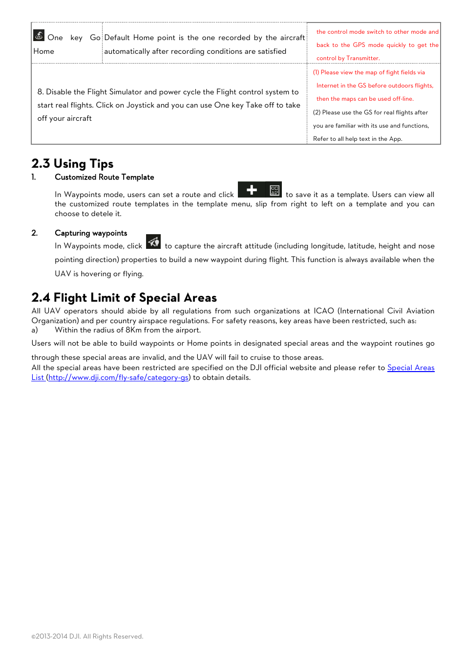 3 using tips, 4 flight limit of special areas | DJI 2.4G Bluetooth Datalink & iPad Ground Station User Manual | Page 5 / 7