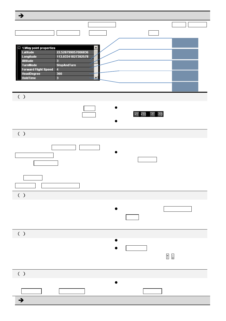 Waypoint properties editing, Mission properties editing | DJI Ground Station User Manual | Page 28 / 48