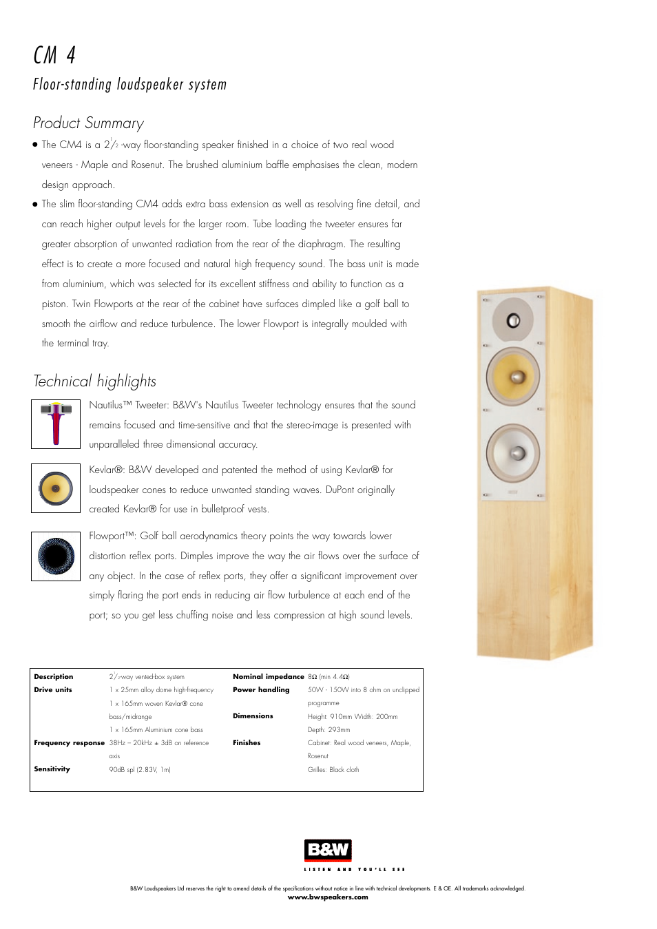 Bowers & Wilkins CM4 User Manual | 1 page