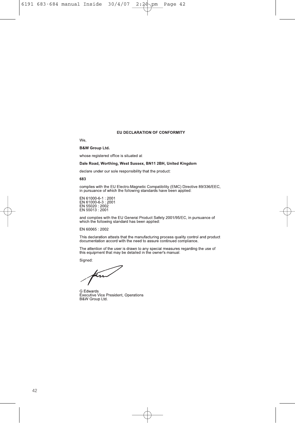 Bowers & Wilkins 683 User Manual | Page 45 / 48