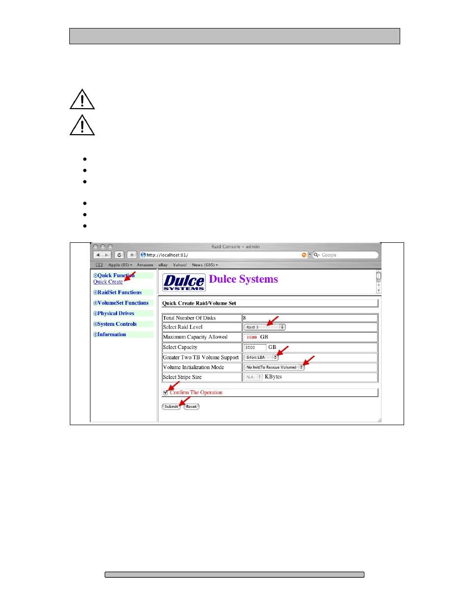Create a raid set | Dulce Systems PRO Mini User Manual | Page 29 / 48