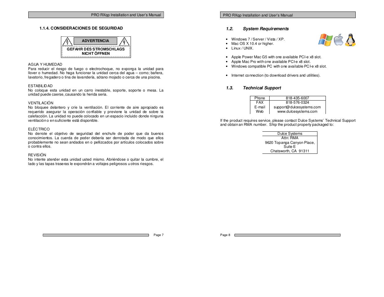 Dulce Systems PRO RXqp User Manual | Page 4 / 24