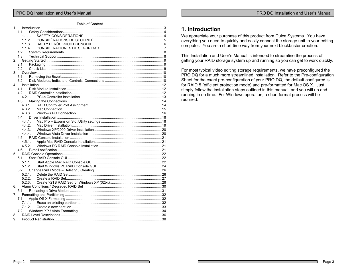 Introduction | Dulce Systems PRO DQ User Manual | Page 2 / 21