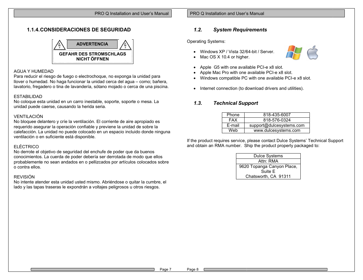 Dulce Systems PRO Q User Manual | Page 4 / 20