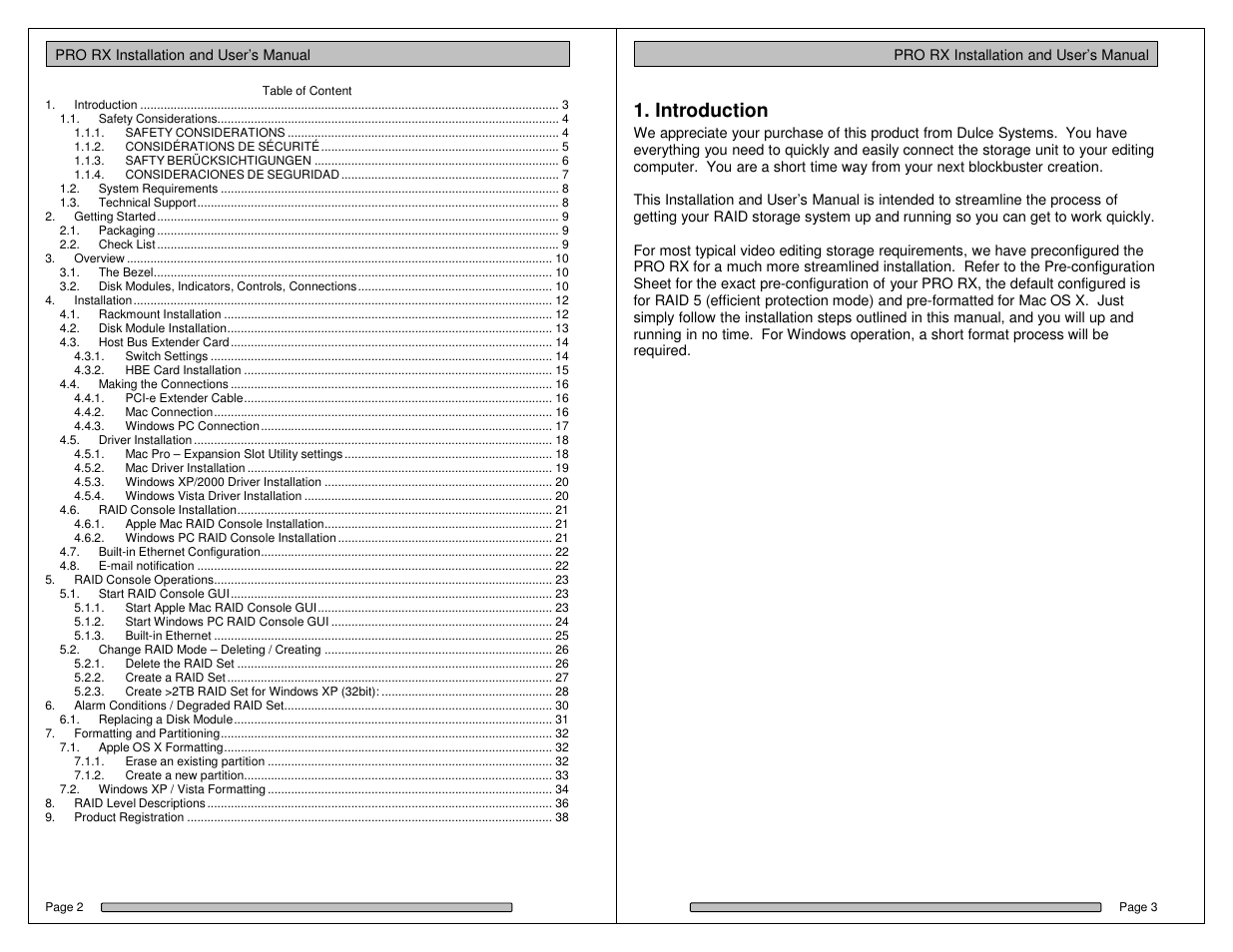 Introduction | Dulce Systems PRO RX User Manual | Page 2 / 84