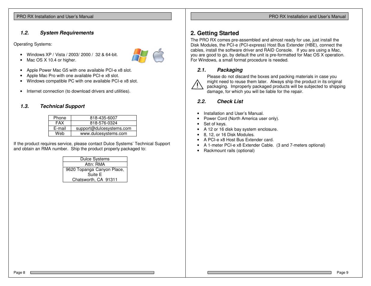 Getting started | Dulce Systems PRO RX User Manual | Page 26 / 84