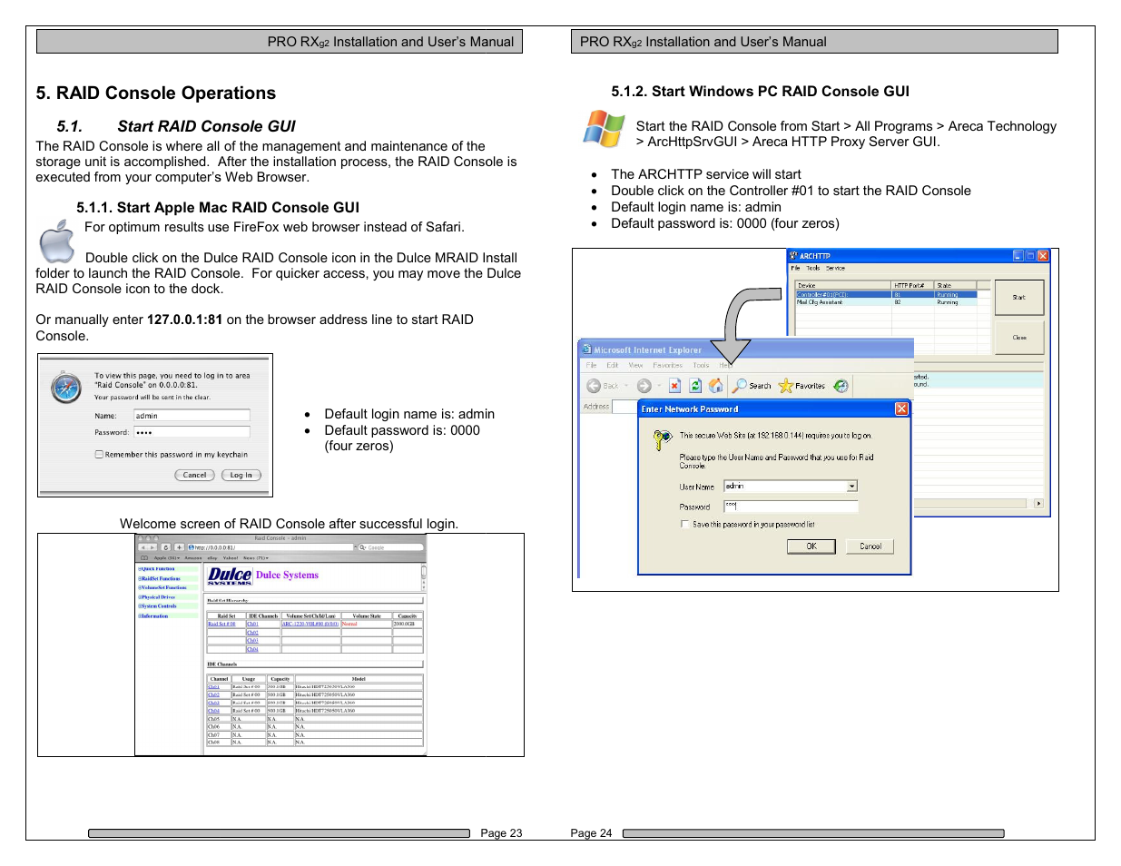 Raid console operations, Operations | Dulce Systems PRO RX Users Manual User Manual | Page 12 / 20
