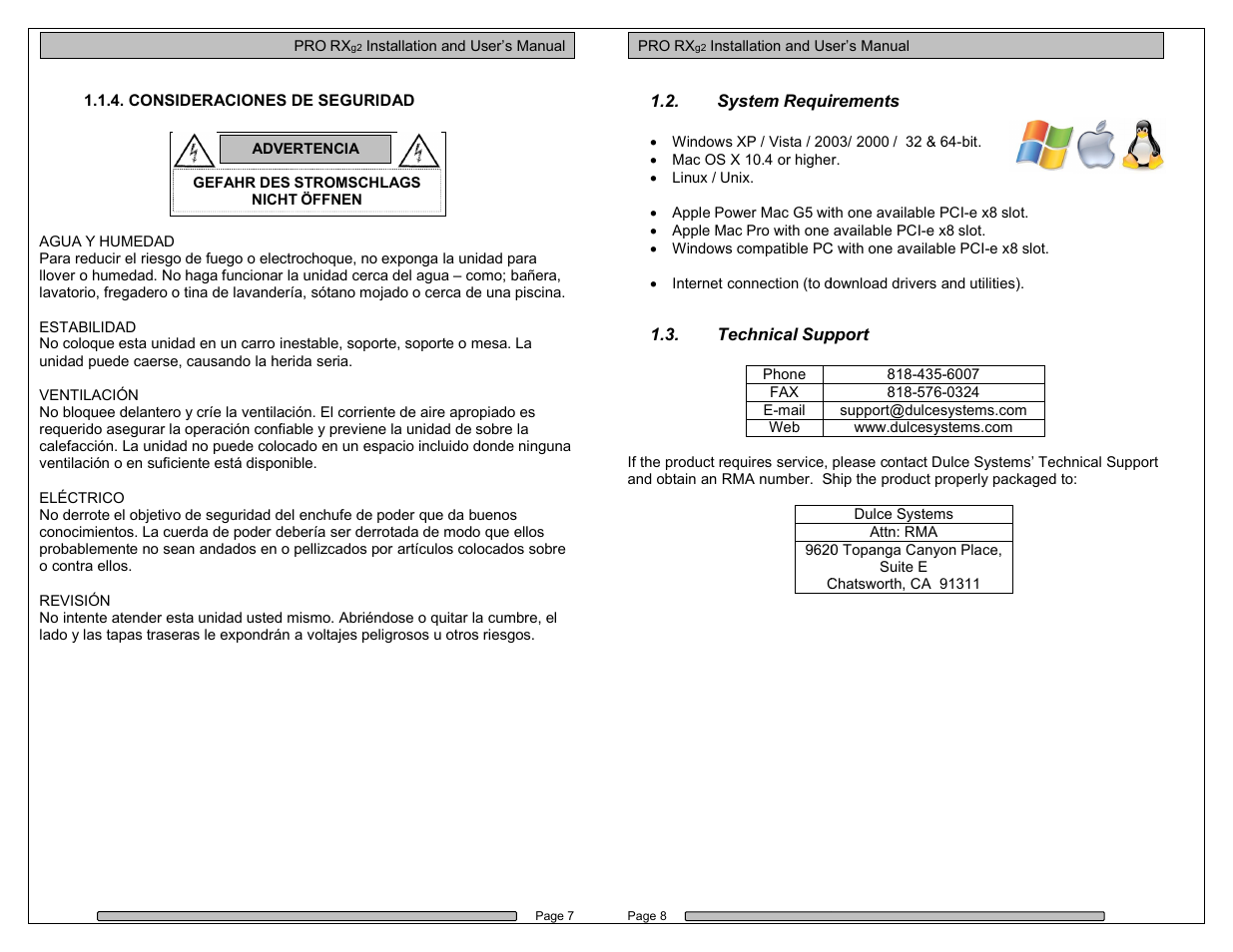 Dulce Systems PRO RX Users Manual User Manual | Page 4 / 20