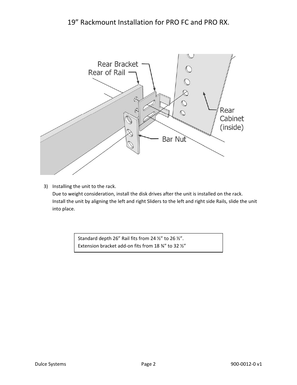 19” rackmount installation for pro fc and pro rx | Dulce Systems 19” Rackmoun for PRO RX User Manual | Page 2 / 2