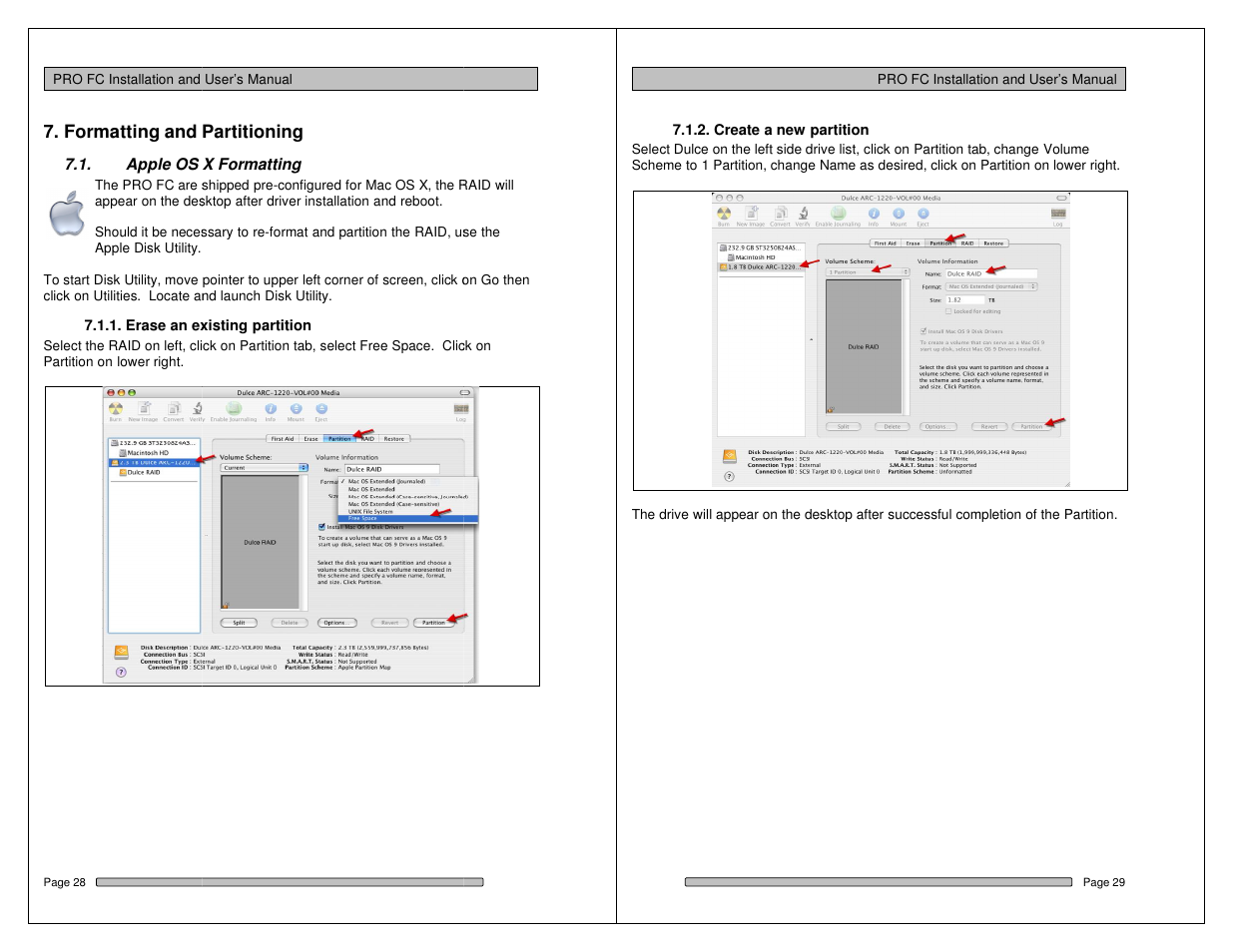 Formatting and partitioning | Dulce Systems PRO FC User Manual | Page 15 / 19