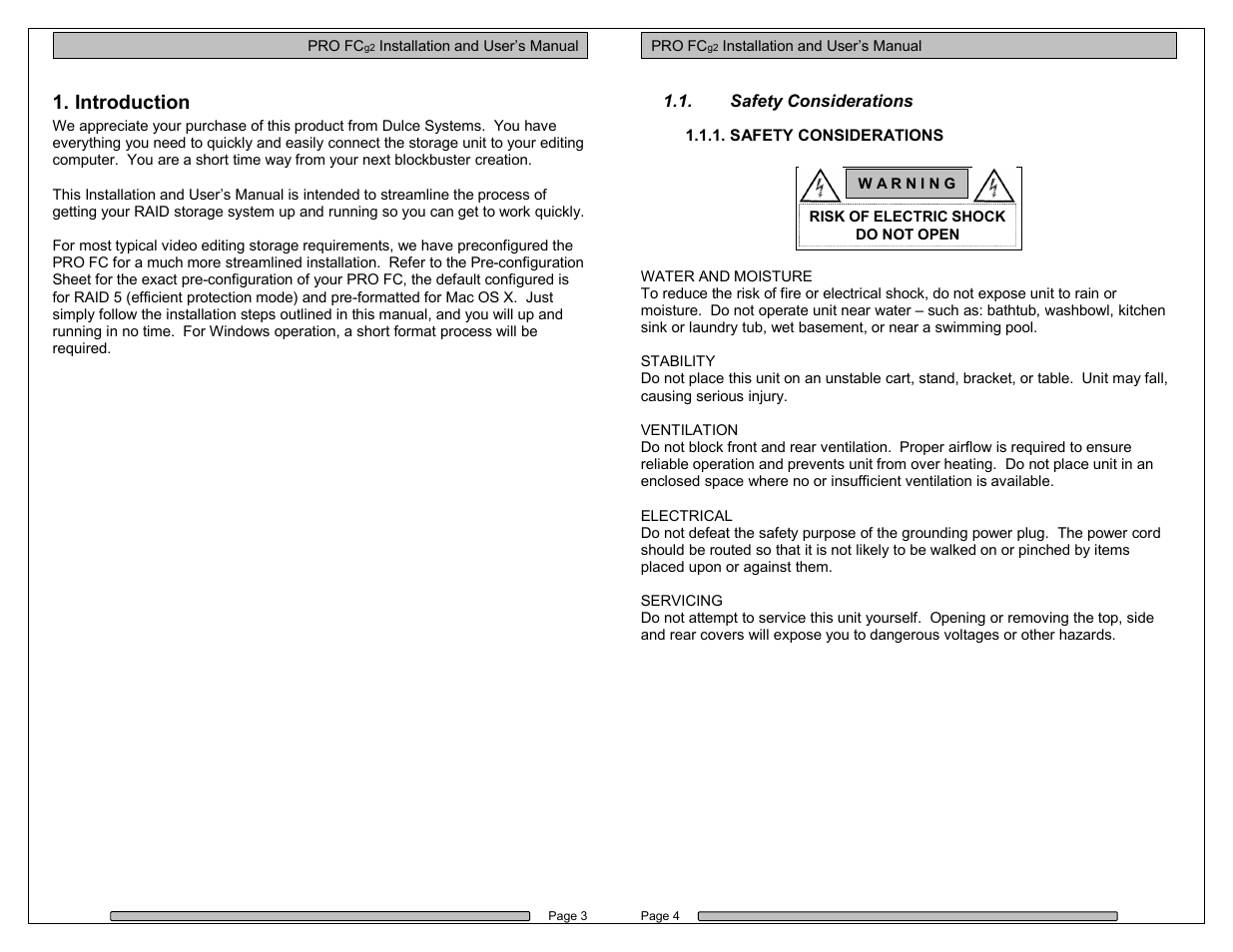 Introduction | Dulce Systems PRO FC g2 User Manual | Page 2 / 18