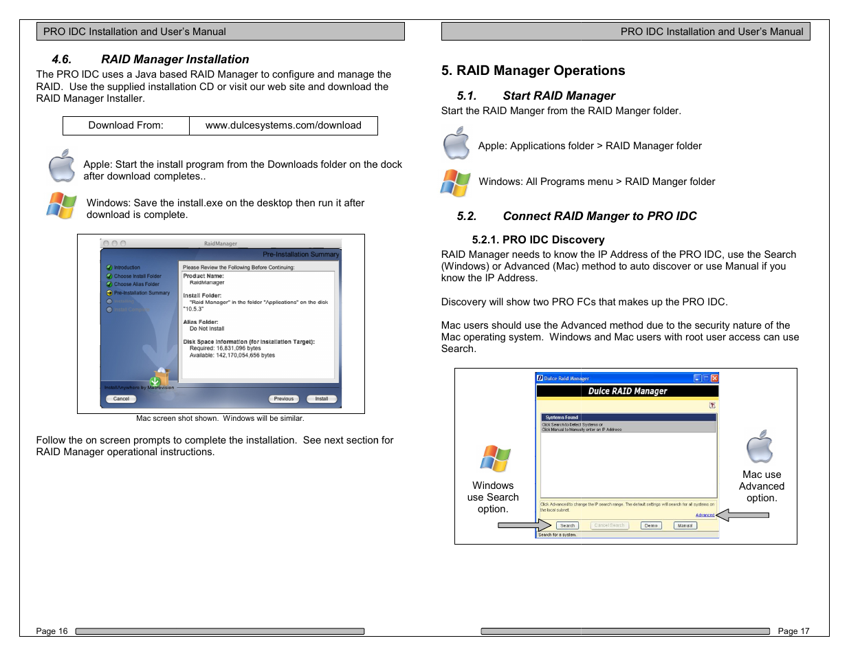 Raid manager operations, Operations | Dulce Systems PRO IDC with g2 trays User Manual | Page 9 / 19