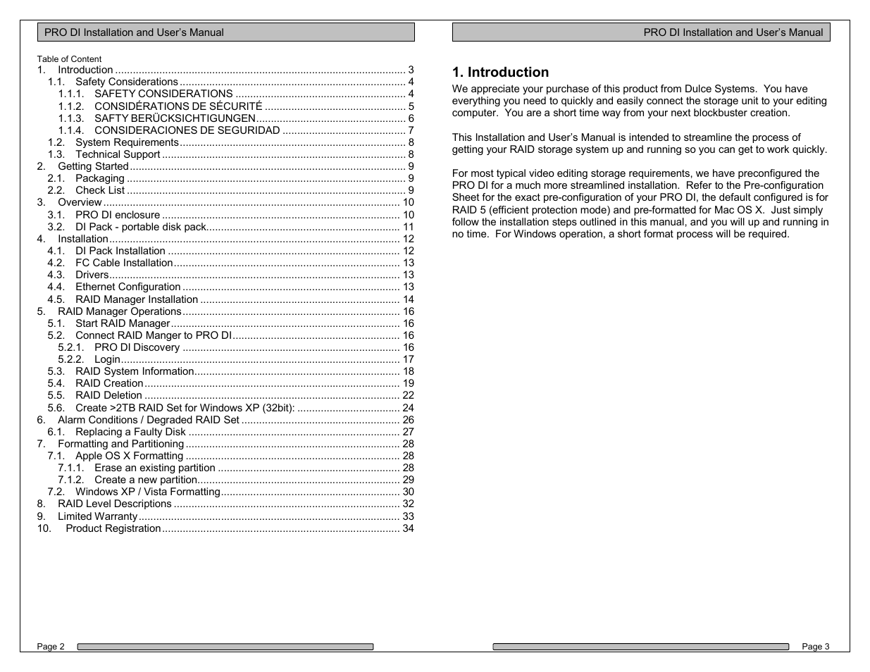 Introduction | Dulce Systems PRO DI User Manual | Page 2 / 19