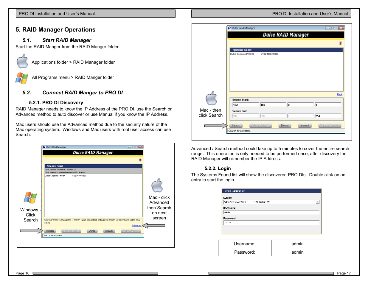 Raid manager operations, Operations | Dulce Systems PRO DI User Manual | Page 9 / 19