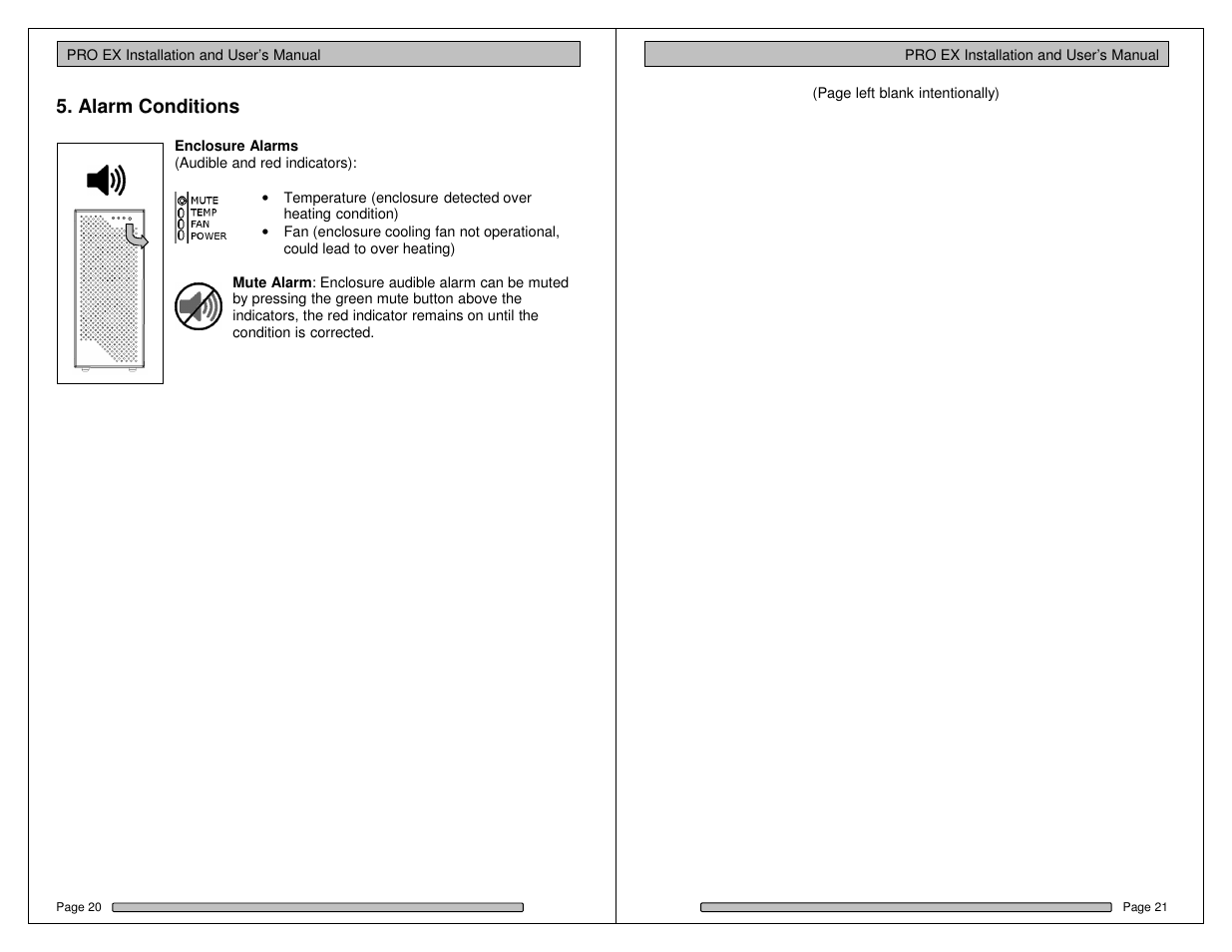 Alarm conditions | Dulce Systems PRO EX User Manual | Page 11 / 13