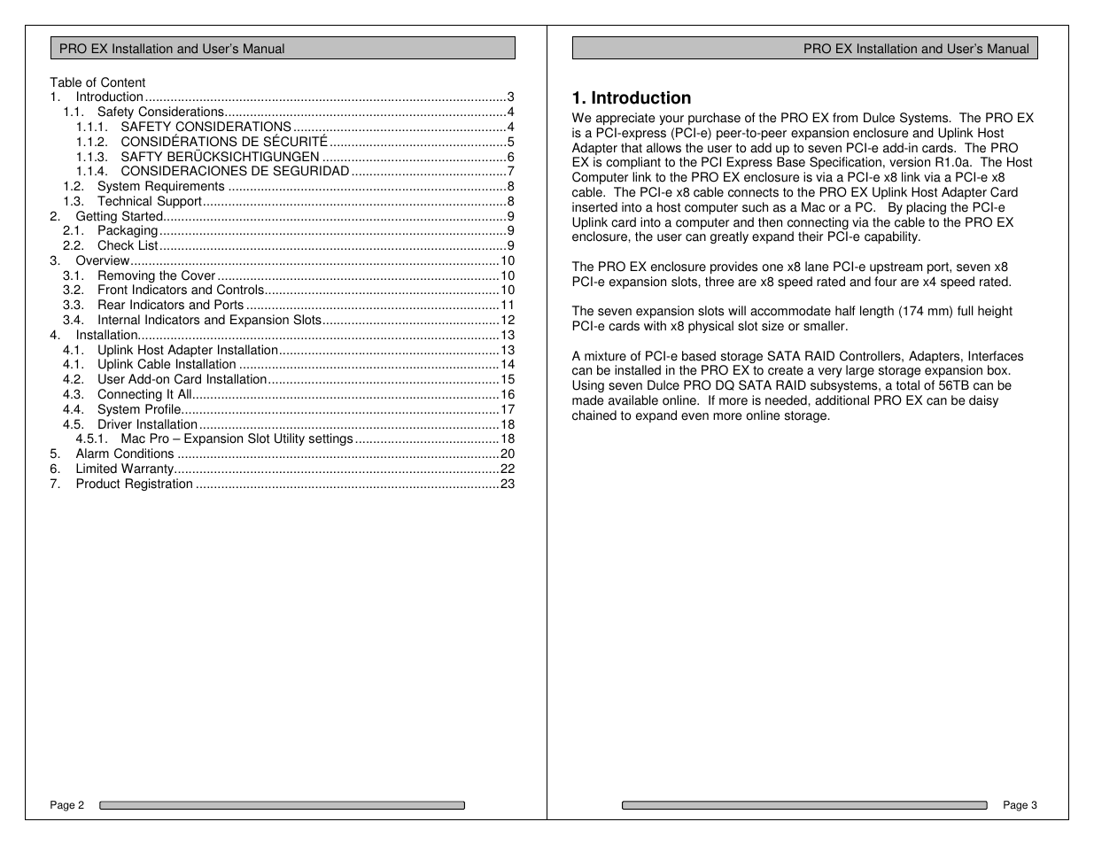 Introduction | Dulce Systems PRO EX User Manual | Page 2 / 13