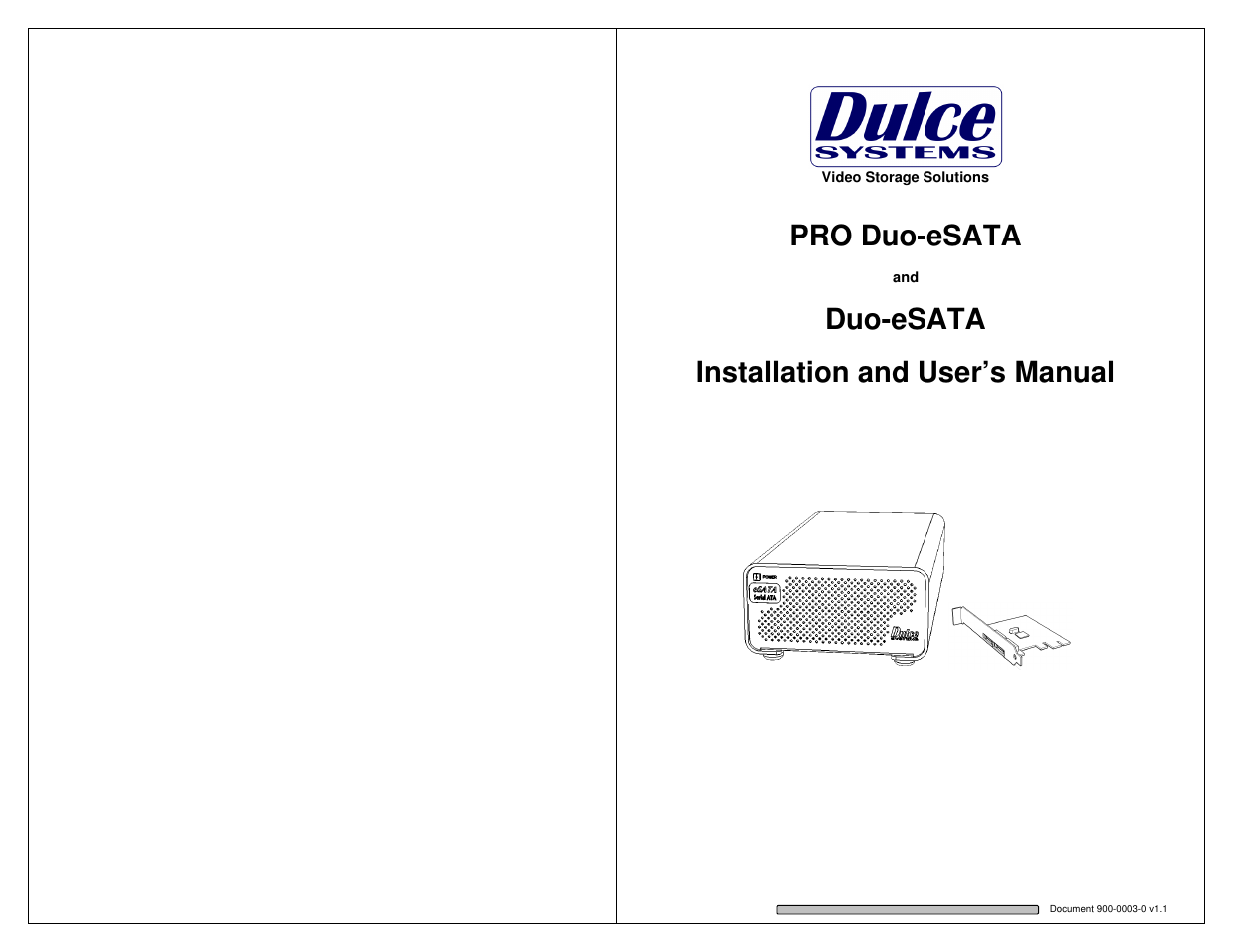 Dulce Systems Duo-eSATA User Manual | 13 pages