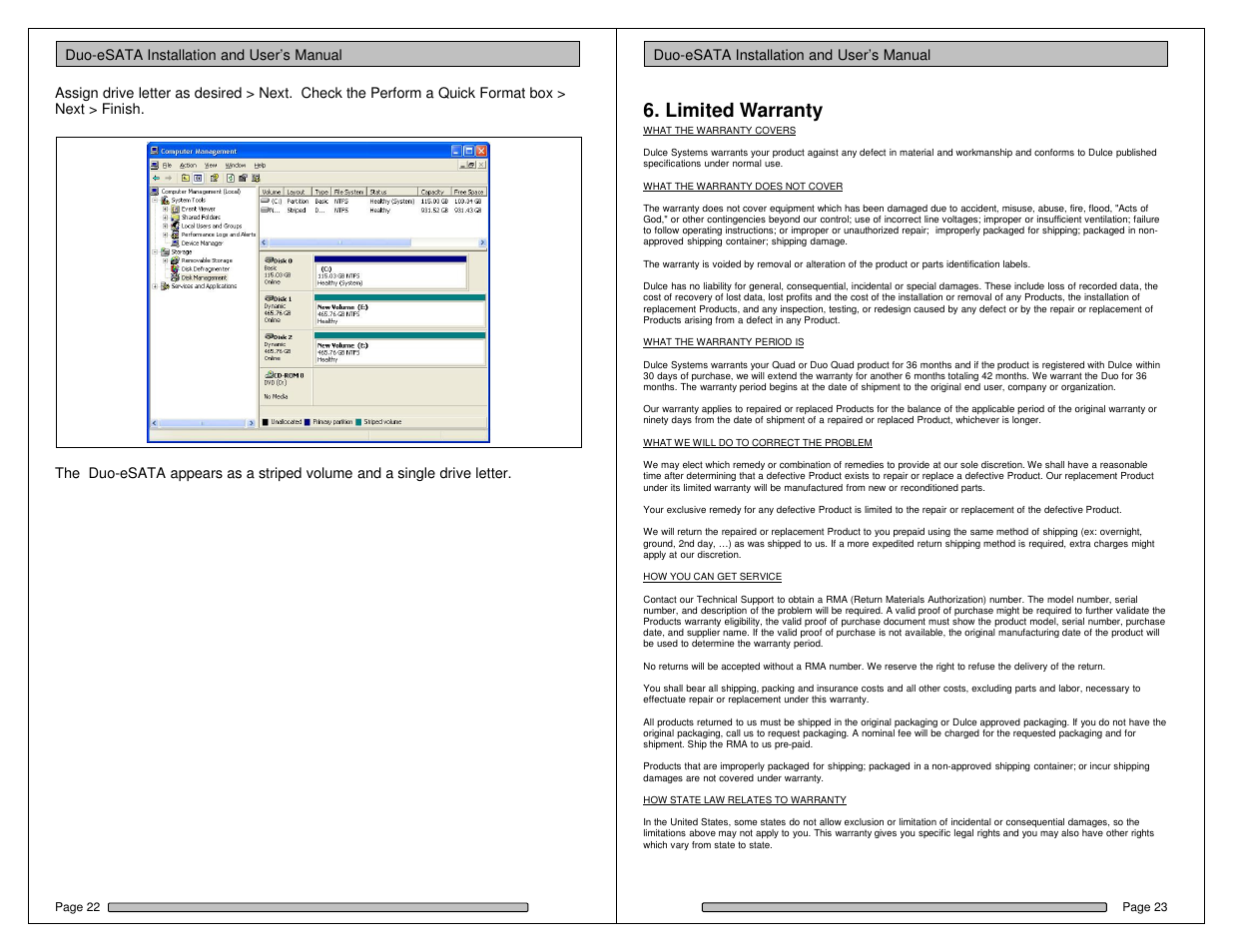 Limited warranty | Dulce Systems Duo-eSATA User Manual | Page 12 / 13