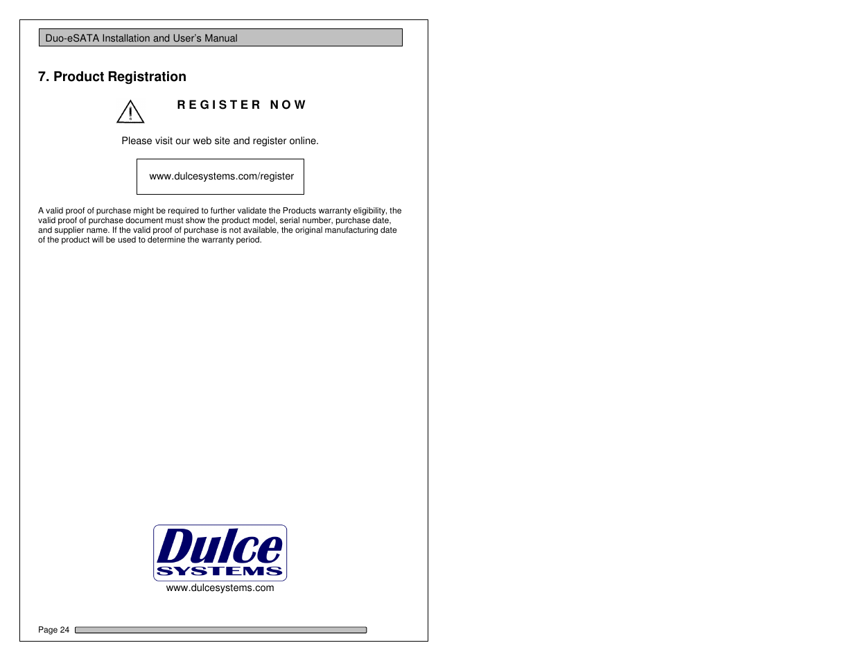 Product registration | Dulce Systems Duo-eSATA User Manual | Page 13 / 13