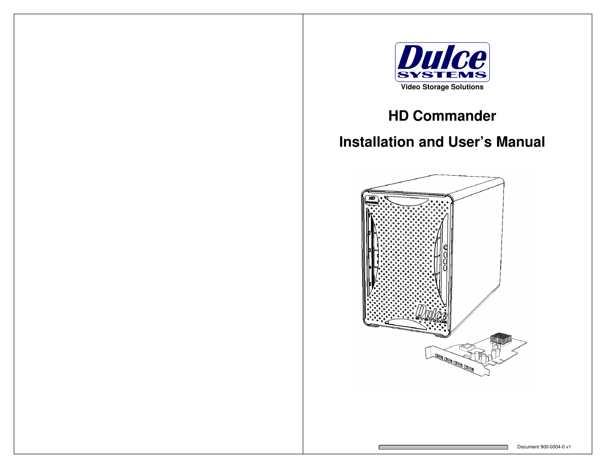 Dulce Systems HD Commander User Manual | 15 pages