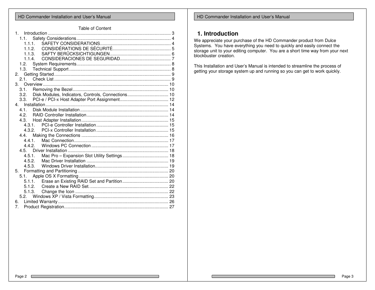 Introduction | Dulce Systems HD Commander User Manual | Page 2 / 15