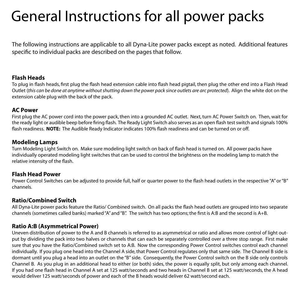 General instructions for all power packs | Dynalite Power Pack User Manual | Page 4 / 12