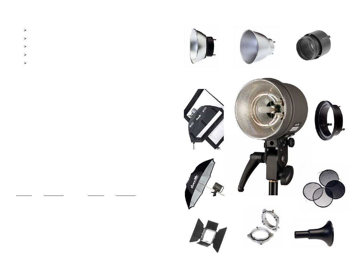 Standard flash head features, Setting up the mh2050 flash head, Lighting accessories | Dynalite lighting controls and system accessories | Dynalite MH2050 Fan Cooled Strobe Head User Manual | Page 4 / 4