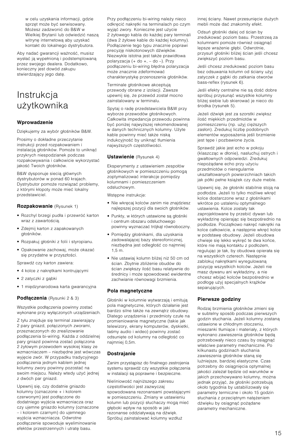 Instrukcja uãytkownika | Bowers & Wilkins CM6 User Manual | Page 18 / 29