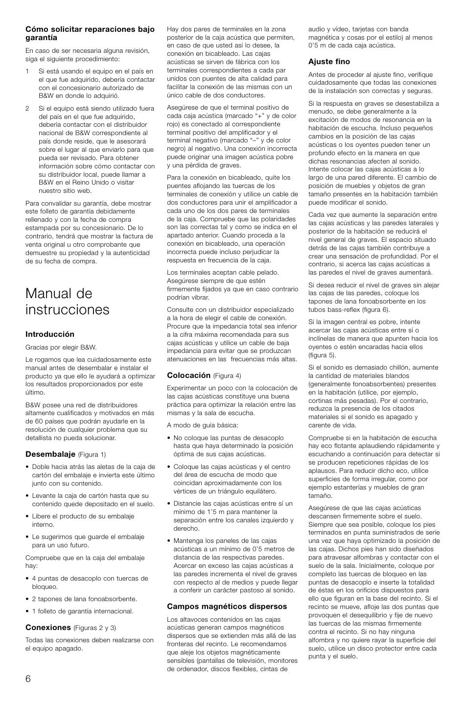 Manual de instrucciones | Bowers & Wilkins CM6 User Manual | Page 9 / 29