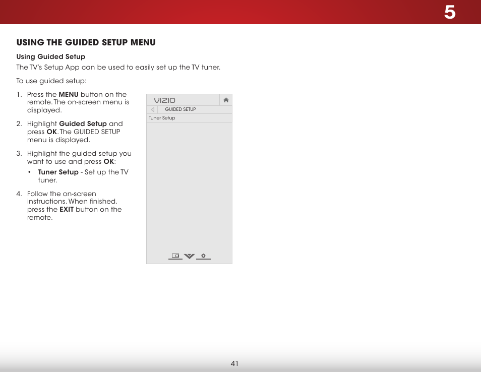 Using the guided setup menu, Using guided setup, Using the guided setup menu using guided setup | Vizio E231-B1 - User Manual User Manual | Page 47 / 58