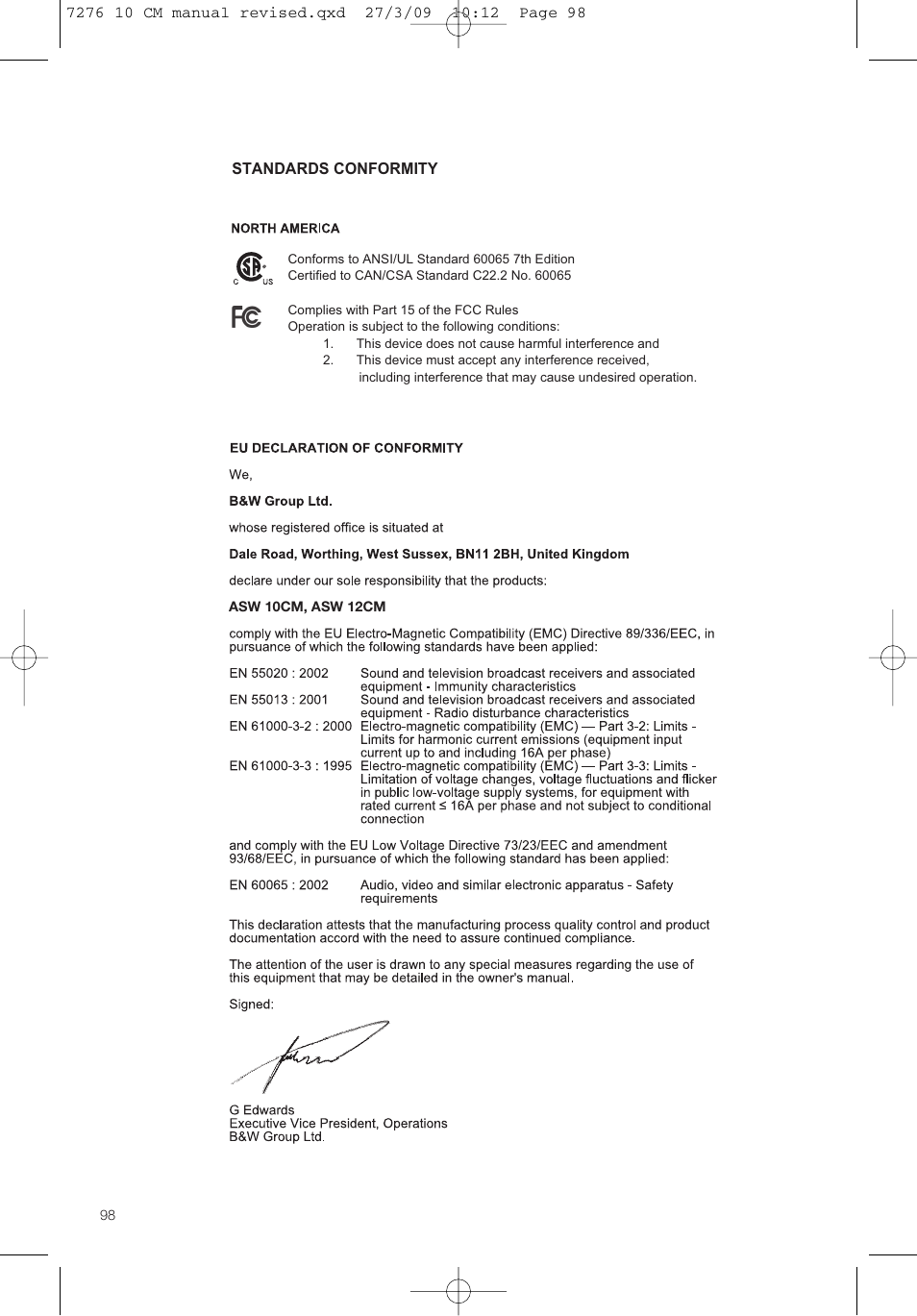 Bowers & Wilkins ASW 10CM User Manual | Page 101 / 104