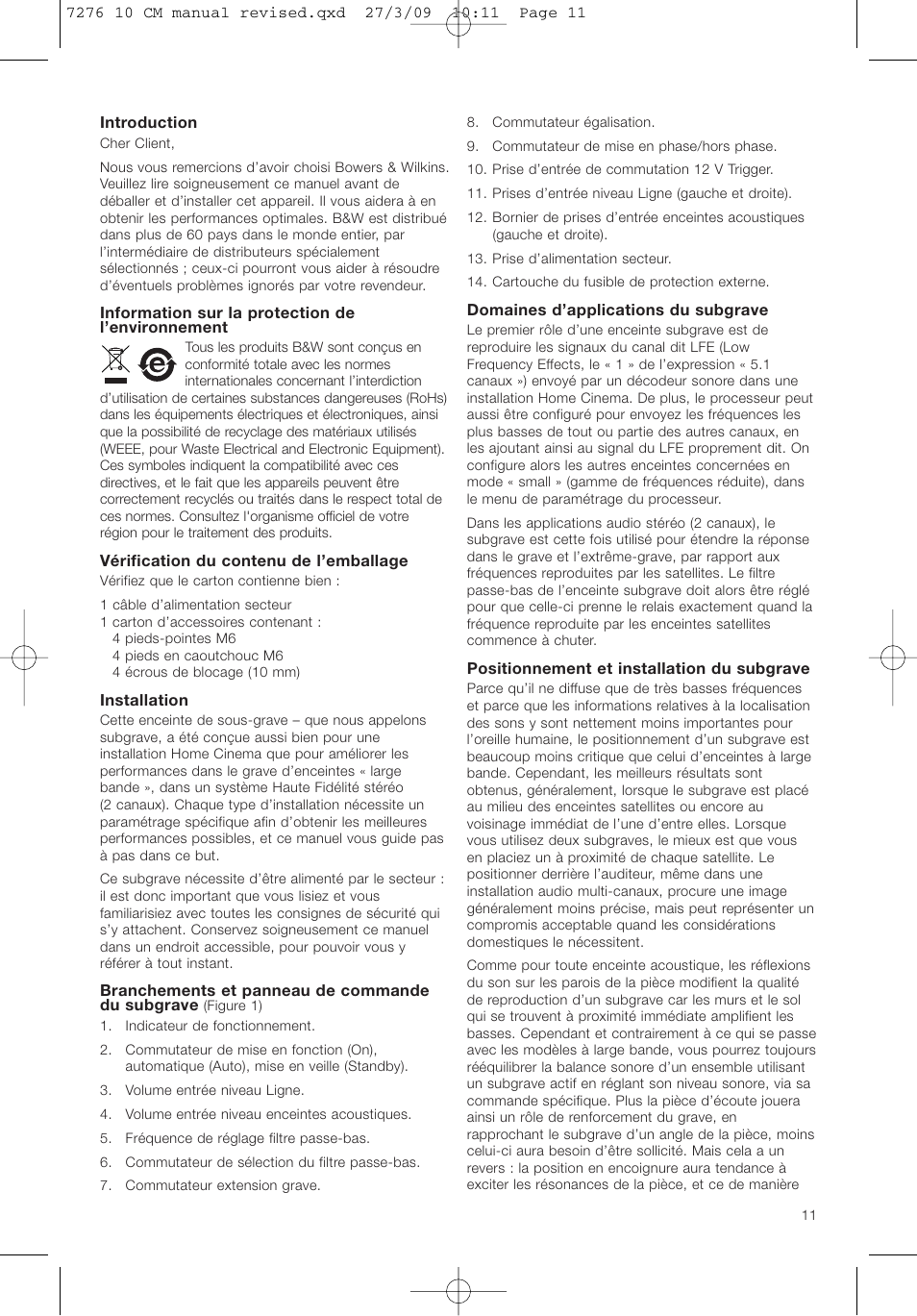 Bowers & Wilkins ASW 10CM User Manual | Page 14 / 104