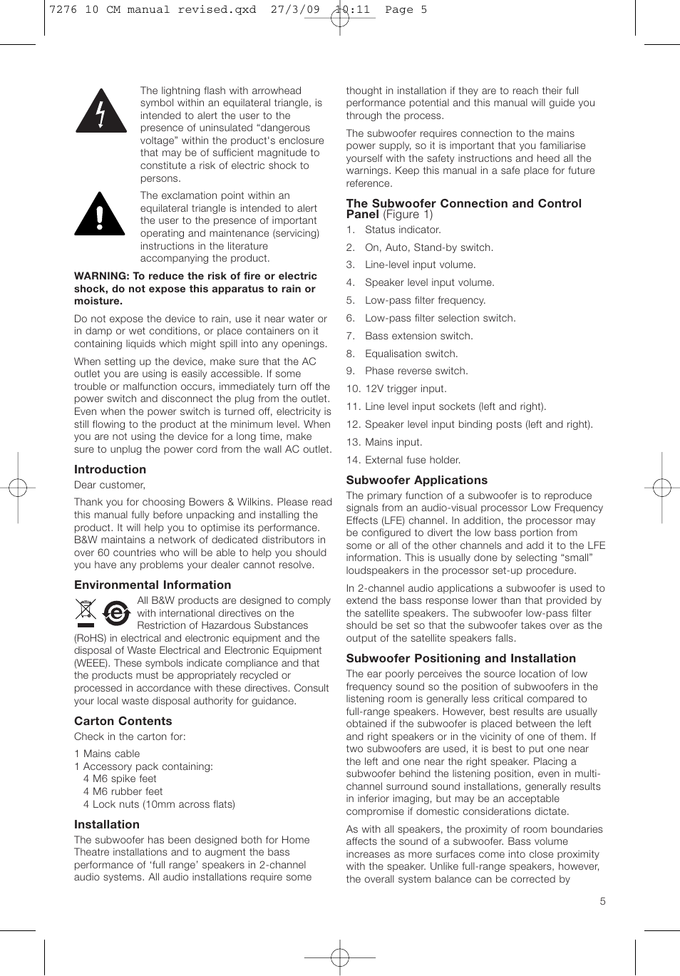 Bowers & Wilkins ASW 10CM User Manual | Page 8 / 104