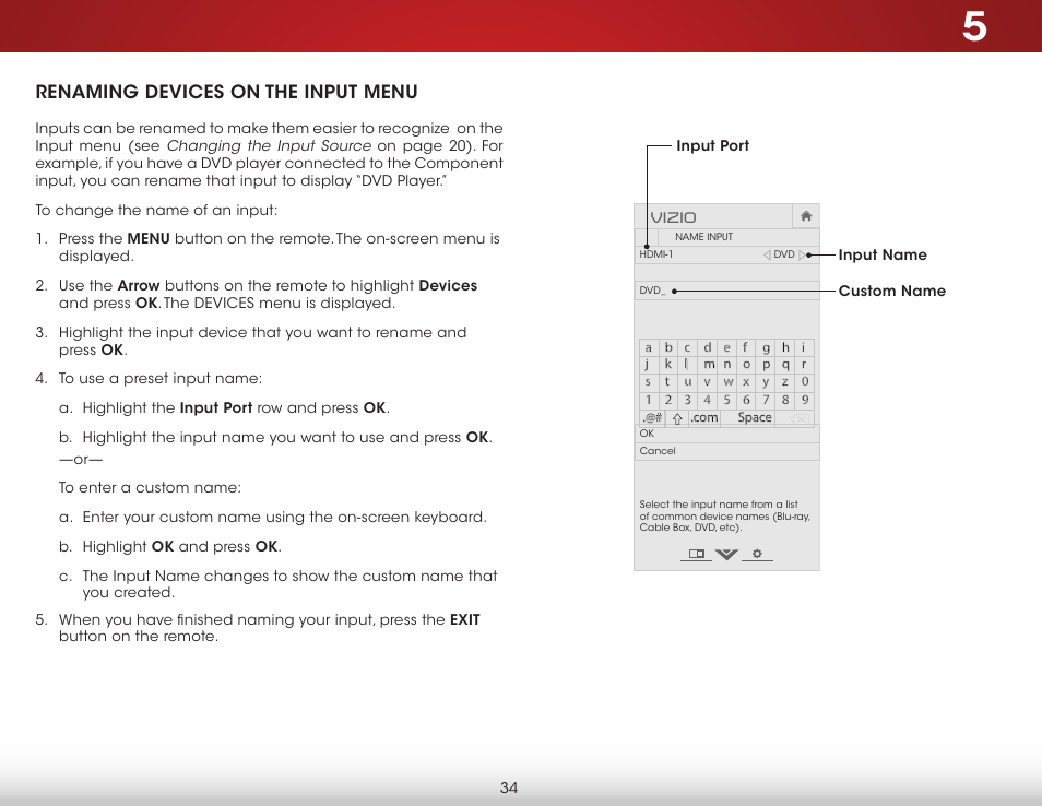 Renaming devices on the input menu | Vizio E390-B1E - User Manual User Manual | Page 40 / 57