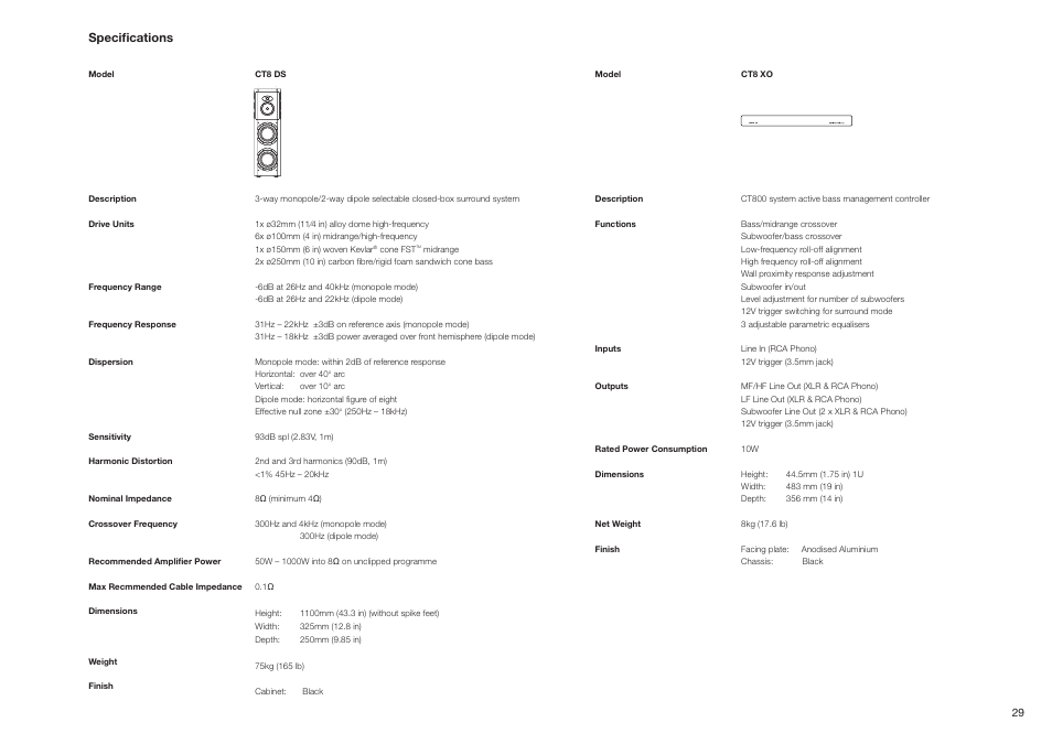 Speciﬁcations | Bowers & Wilkins CT800 User Manual | Page 30 / 31