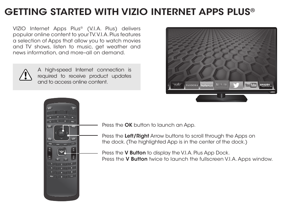 Getting started with vizio internet apps plus | Vizio E500i-B1 - Quickstart Guide User Manual | Page 16 / 24