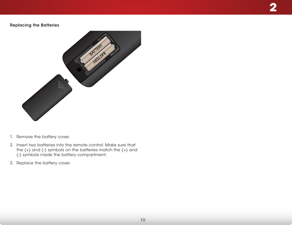 Replacing the batteries | Vizio E600i-B3 - User Manual User Manual | Page 16 / 75