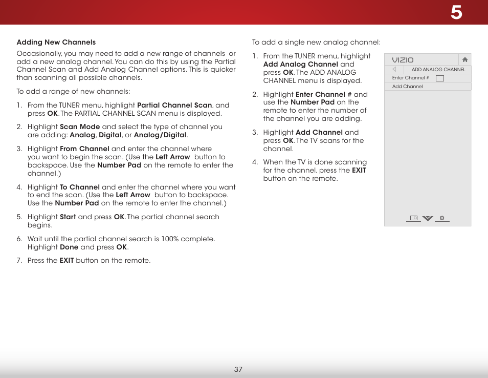 Adding new channels | Vizio E600i-B3 - User Manual User Manual | Page 43 / 75