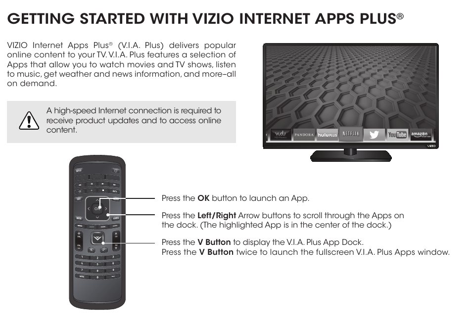 Getting started with vizio internet apps plus | Vizio E700i-B3 - Quickstart Guide User Manual | Page 16 / 24