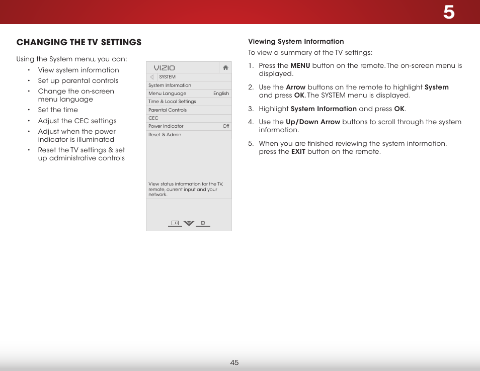 Changing the tv settings | Vizio E241i-B1 - User Manual User Manual | Page 51 / 77