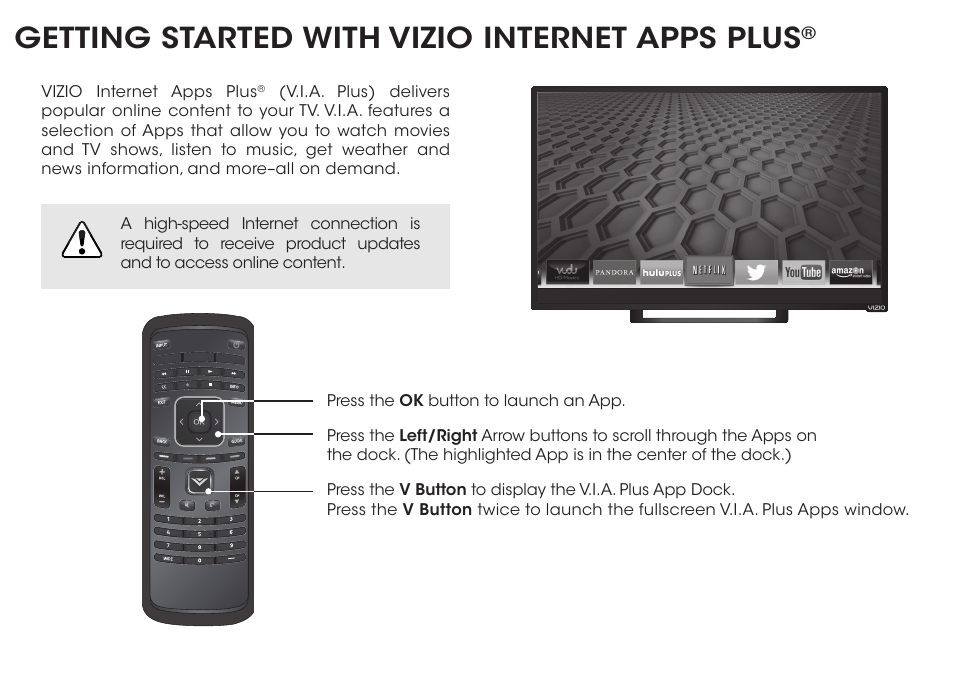 Getting started with vizio internet apps plus | Vizio E241i-B1 - Quickstart Guide User Manual | Page 18 / 24