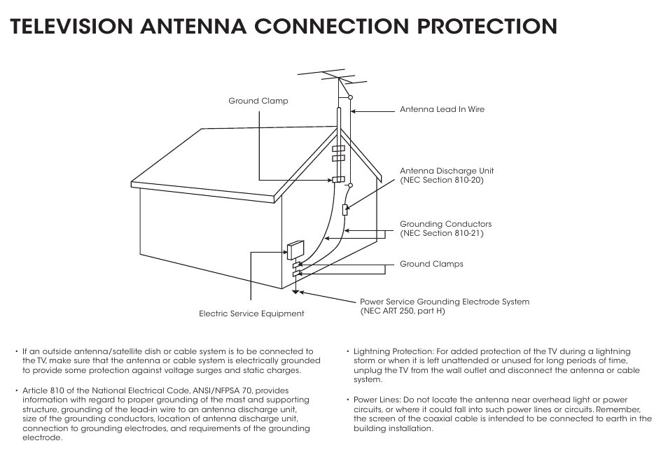 Television antenna connection protection | Vizio E241i-B1 - Quickstart Guide User Manual | Page 3 / 24