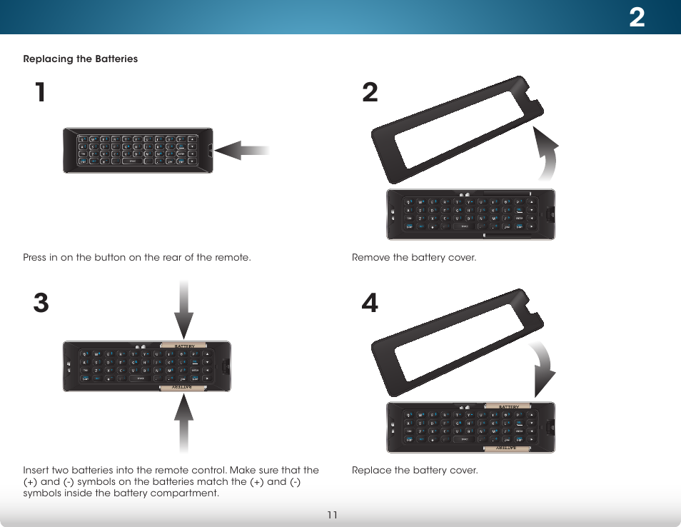 Replacing the batteries | Vizio M702i-B3 - User Manual User Manual | Page 17 / 76