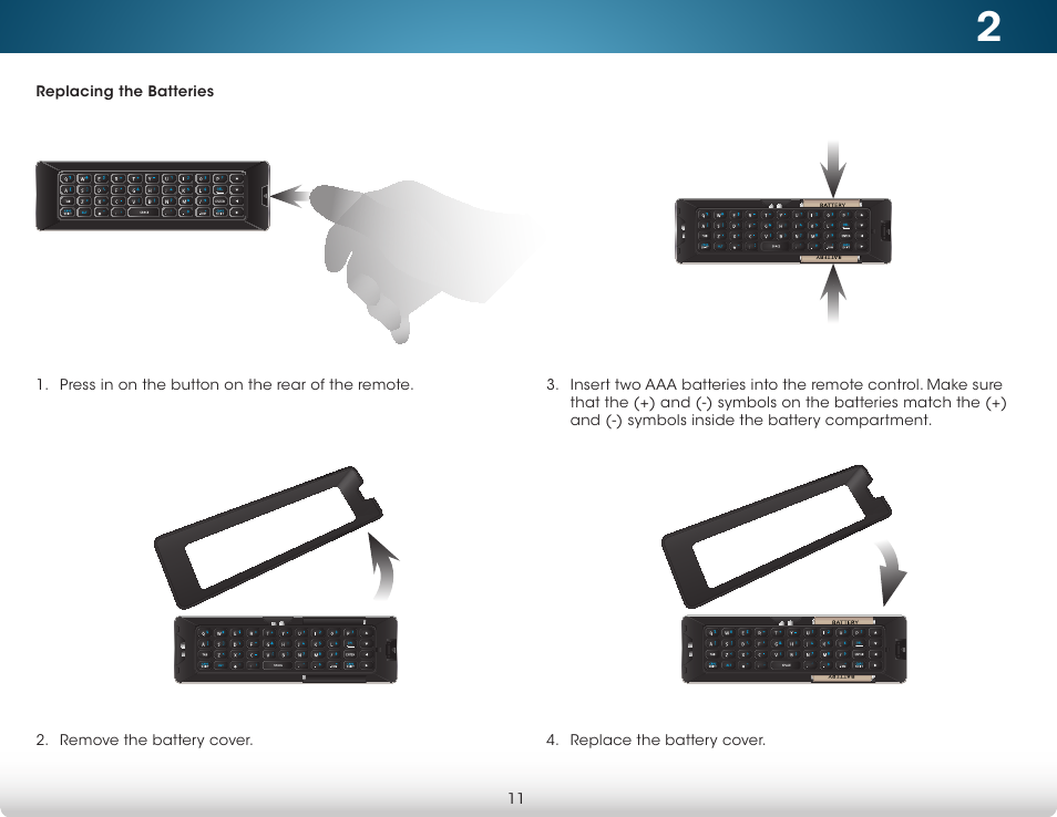 Replacing the batteries | Vizio M652i-B2 - User Manual User Manual | Page 17 / 76