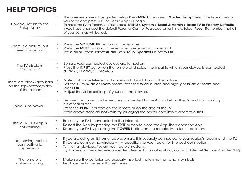 Help topics | Vizio M652i-B2 - Quickstart Guide User Manual | Page 24 / 28