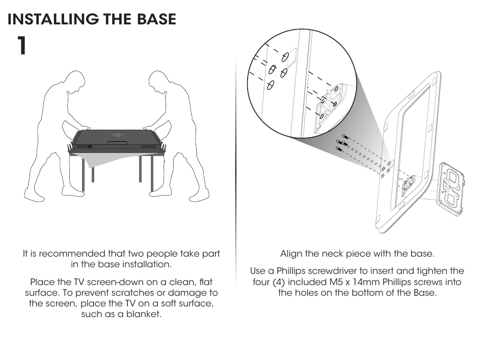 Installing the base | Vizio M652i-B2 - Quickstart Guide User Manual | Page 6 / 28