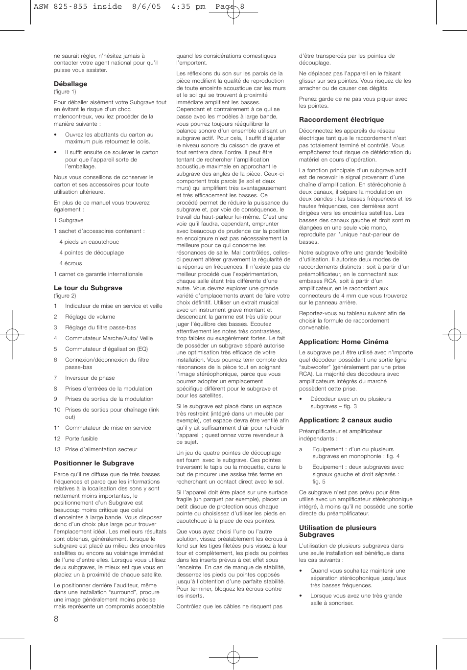 Bowers & Wilkins ASW825 User Manual | Page 11 / 64