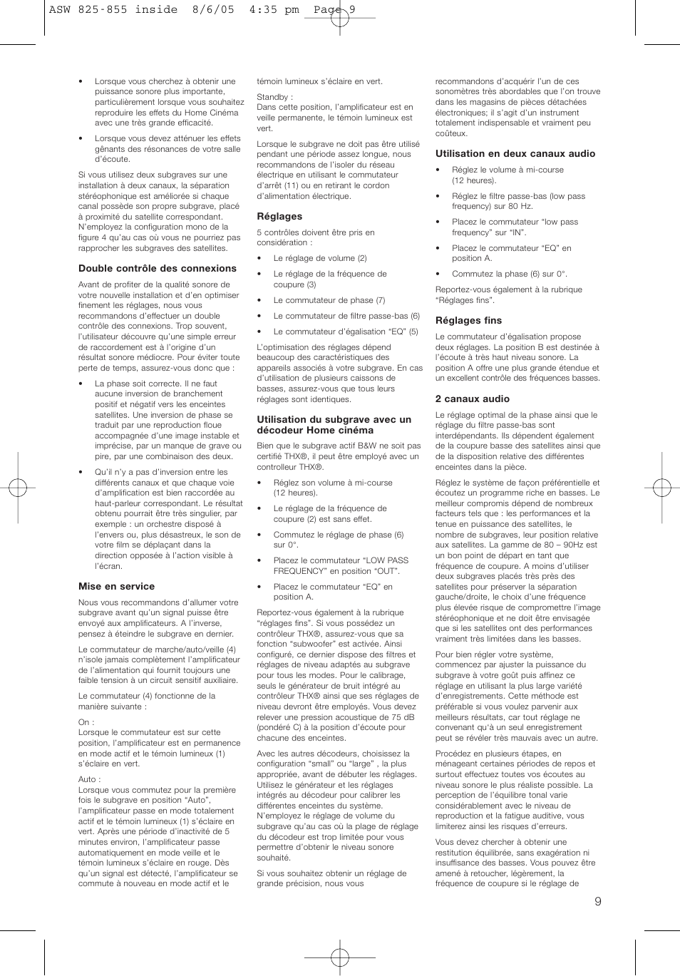 Bowers & Wilkins ASW825 User Manual | Page 12 / 64